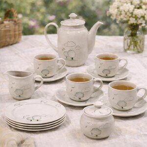 WINTERLING Roslau Bavaria Porcelain Tea Set 16 pcs | Trees Clouds | Minimalist
